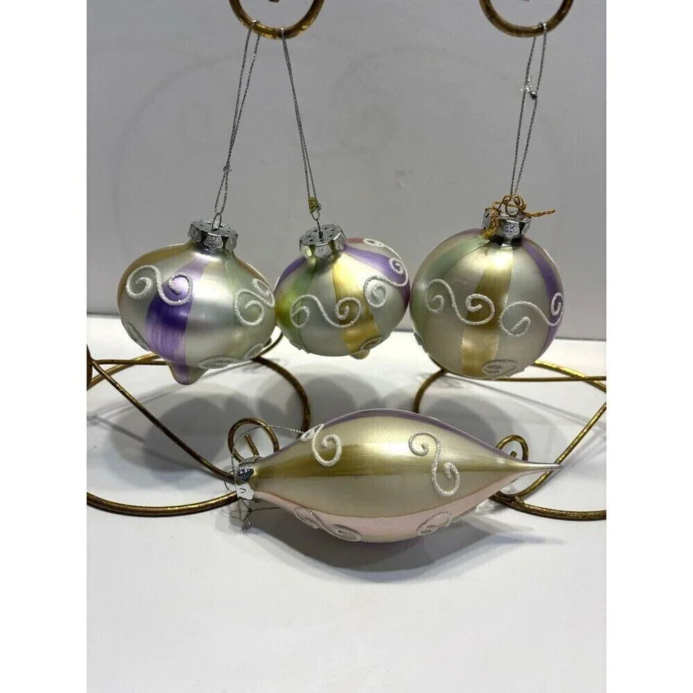 Vtg House Of Lloyd Christmas Around The World Sherbet Glass Ornaments Set Of 4